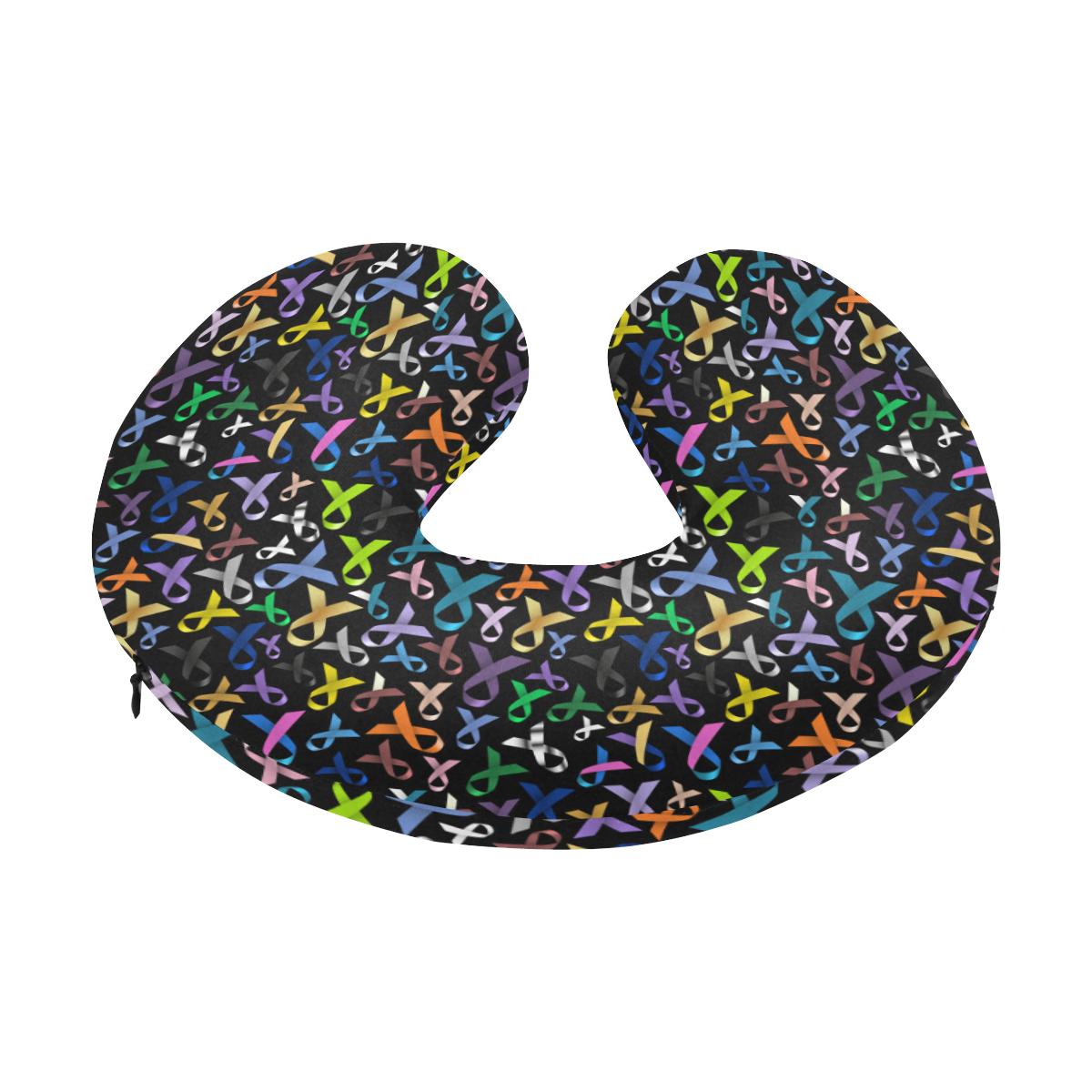 Breast Cancer Awareness Colorful Print U-Shaped Travel Neck Pillow-JTAMIGO.COM