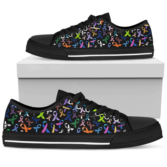 Breast Cancer Awareness Colorful Print Women Low Top Shoes