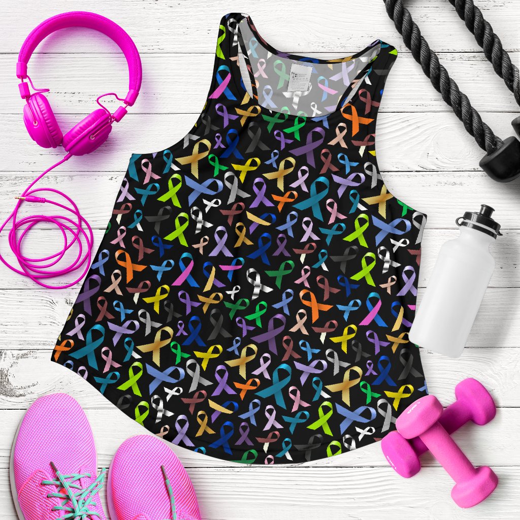 Breast Cancer Awareness Colorful Print Women Racerback Tank Top