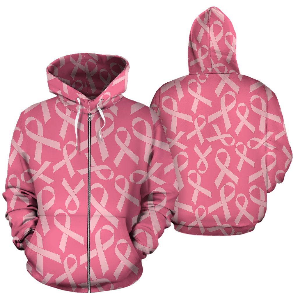Breast Cancer Awareness Themed Zip Up Hoodie
