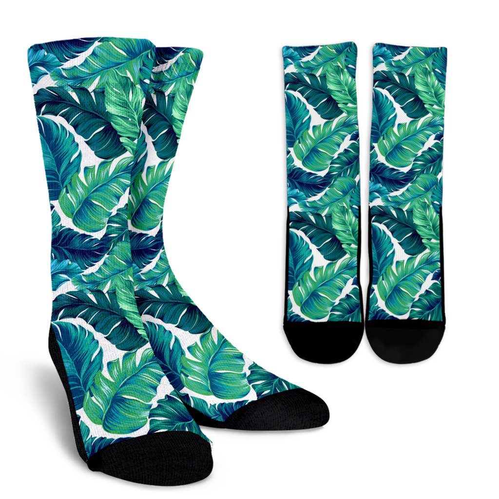 Brightness Tropical Palm Leaves Crew Socks