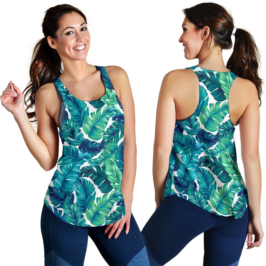 Brightness Tropical Palm Leaves Women Racerback Tank Top