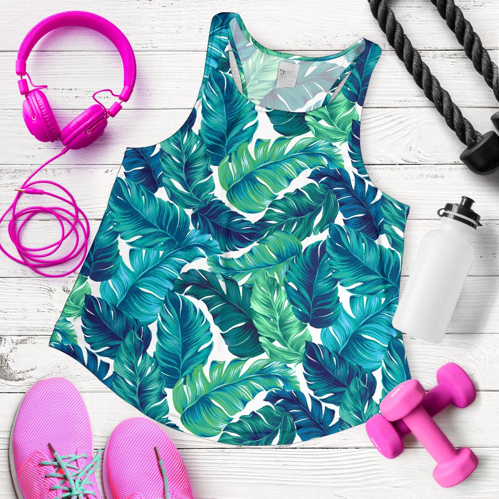 Brightness Tropical Palm Leaves Women Racerback Tank Top