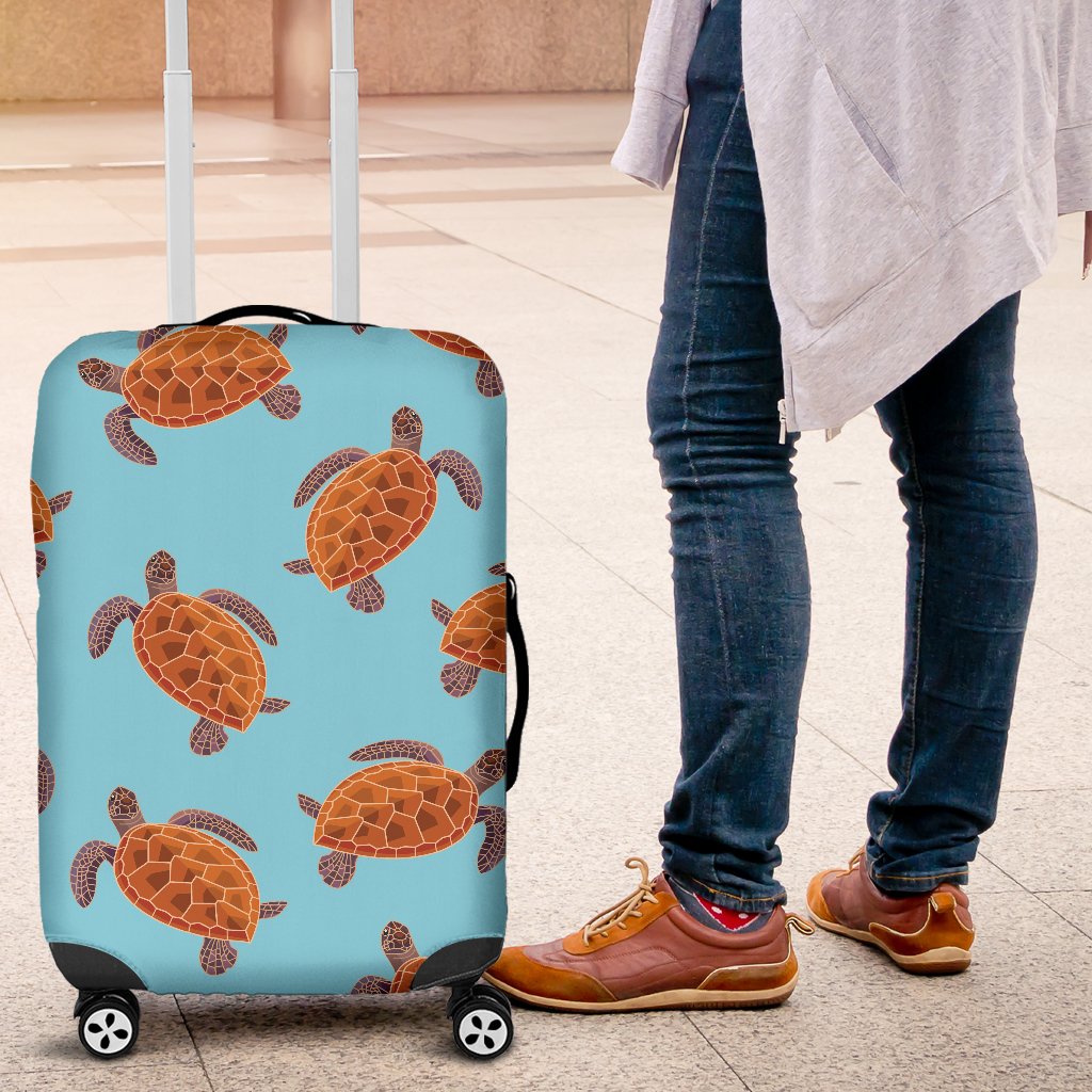 Brow Sea Turtle Print Pattern Luggage Cover Protector