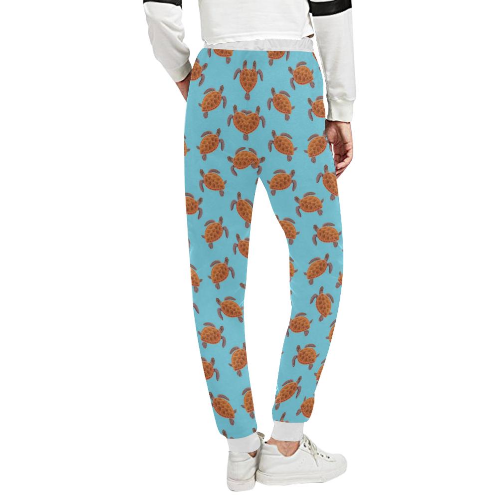 Brow Sea Turtle Print Pattern Unisex Casual Sweatpants (Model L11)-JTAMIGO.COM