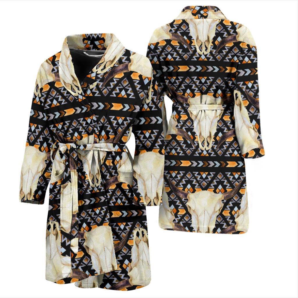 Buffalo Head Pattern Print Design 03 Men Bathrobe-JORJUNE.COM