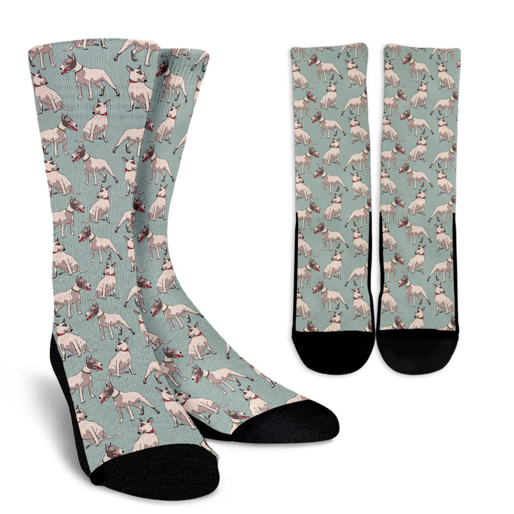 Bull Terrier Cute Print Pattern Crew Socks