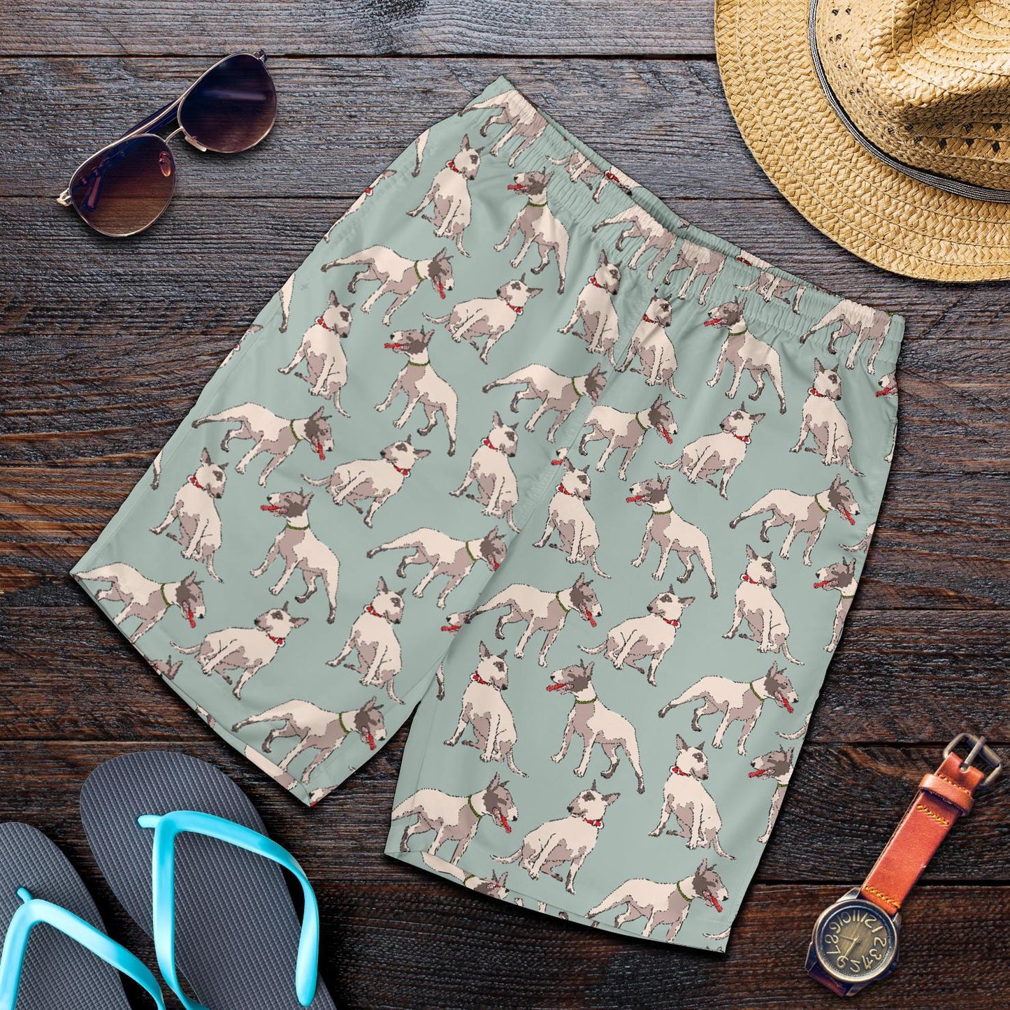 Bull Terrier Cute Print Pattern Mens Shorts-JTAMIGO.COM