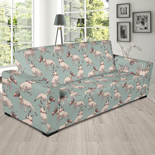 Bull Terrier Cute Print Pattern Sofa Slipcover-JTAMIGO.COM