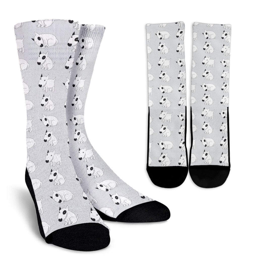 Bull Terrier hand draw Print Pattern Crew Socks