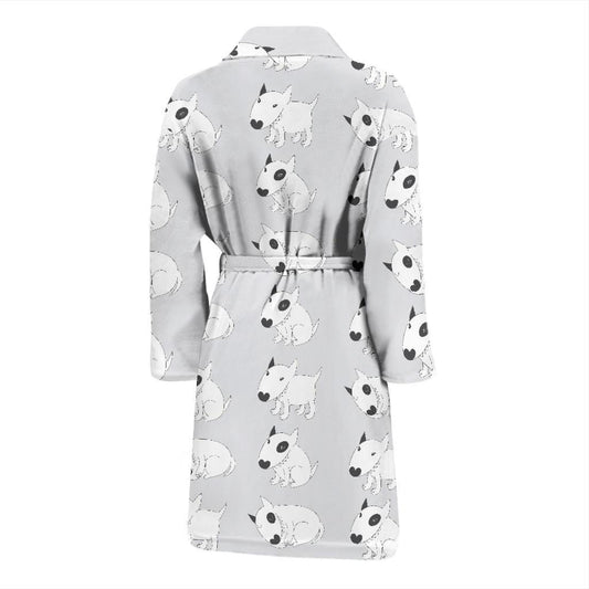 Bull Terrier hand draw Print Pattern Men Bath Robe-JTAMIGO.COM