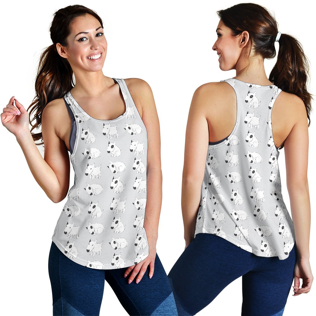 Bull Terrier Hand Draw Print Pattern Women Racerback Tank Top