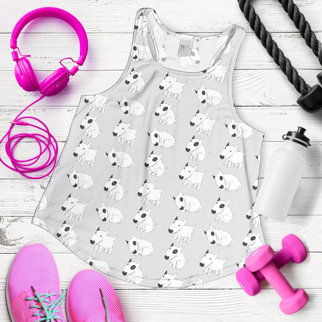 Bull Terrier Hand Draw Print Pattern Women Racerback Tank Top