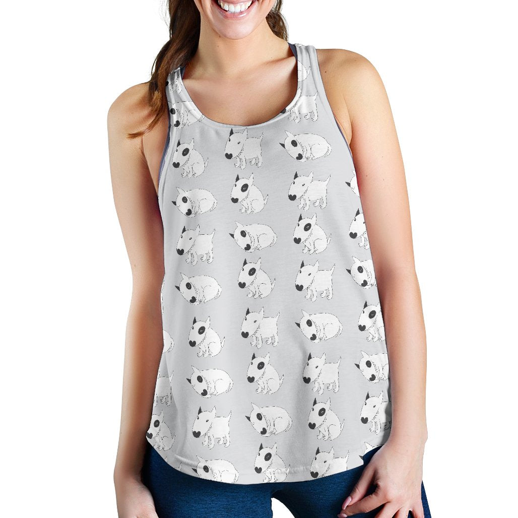 Bull Terrier Hand Draw Print Pattern Women Racerback Tank Top