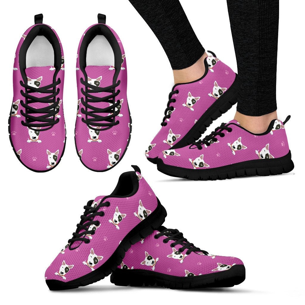 Bull Terrier Happy Print Pattern Women Sneakers Shoes