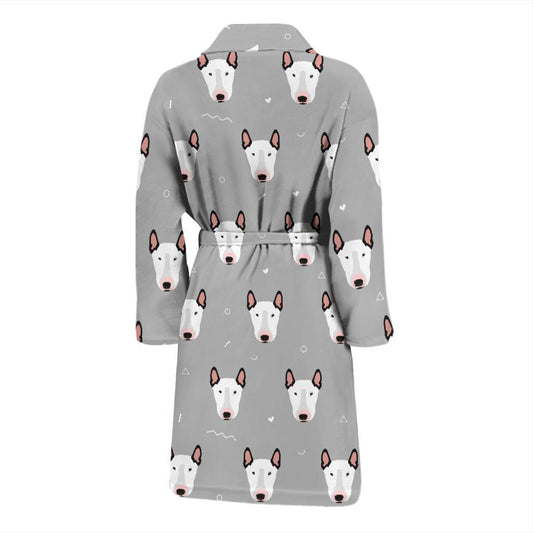 Bull Terrier Head Print Pattern Men Bath Robe-JTAMIGO.COM