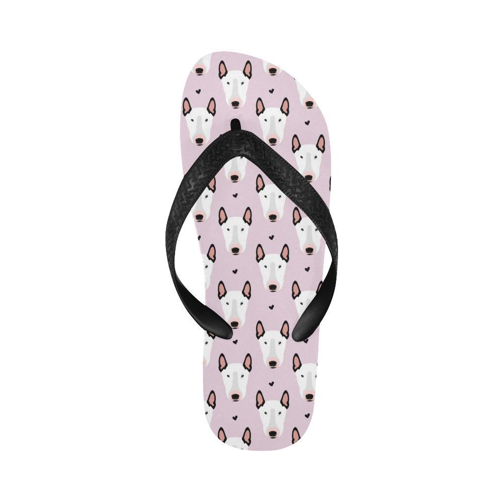 Bull Terrier Pink Print Pattern Flip Flops-JTAMIGO.COM