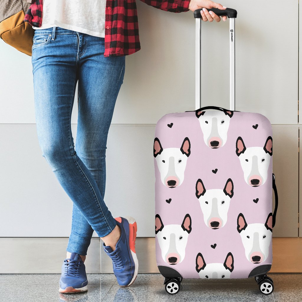 Bull Terrier Pink Print Pattern Luggage Cover Protector