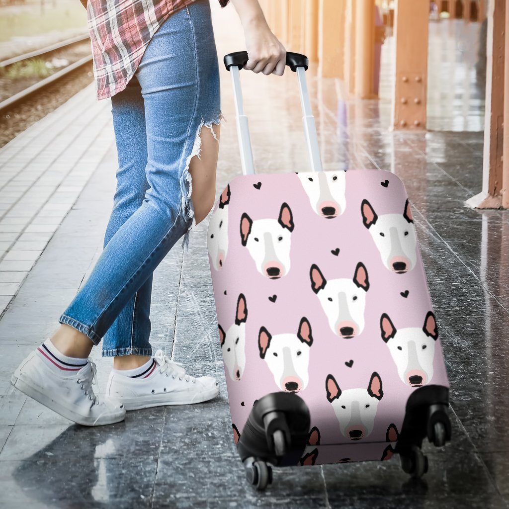 Bull Terrier Pink Print Pattern Luggage Cover Protector