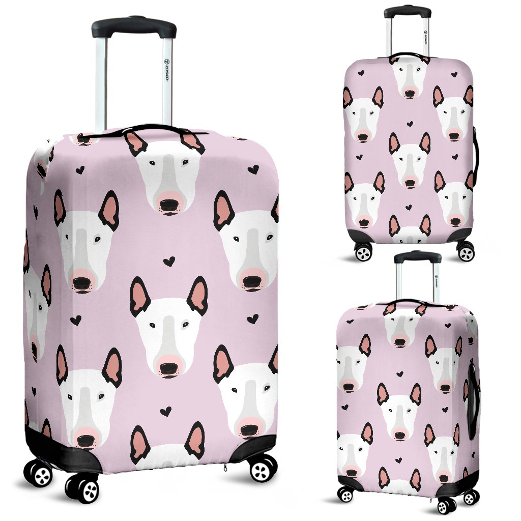 Bull Terrier Pink Print Pattern Luggage Cover Protector