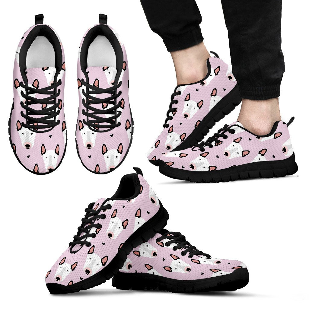 Bull Terrier Pink Print Pattern Men Sneakers Shoes