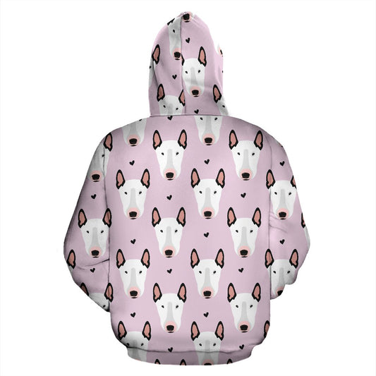 Bull Terrier Pink Print Pattern Pullover Hoodie