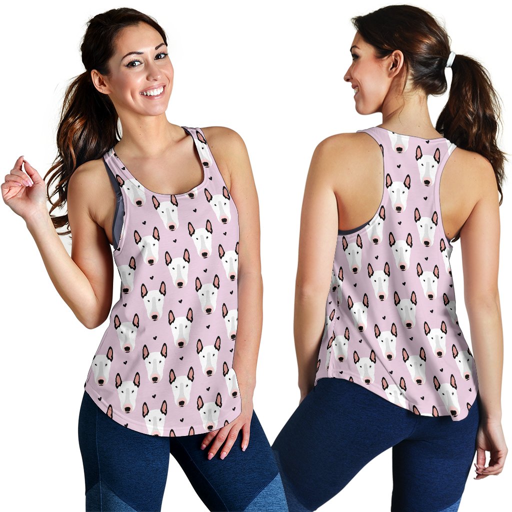 Bull Terrier Pink Print Pattern Women Racerback Tank Top