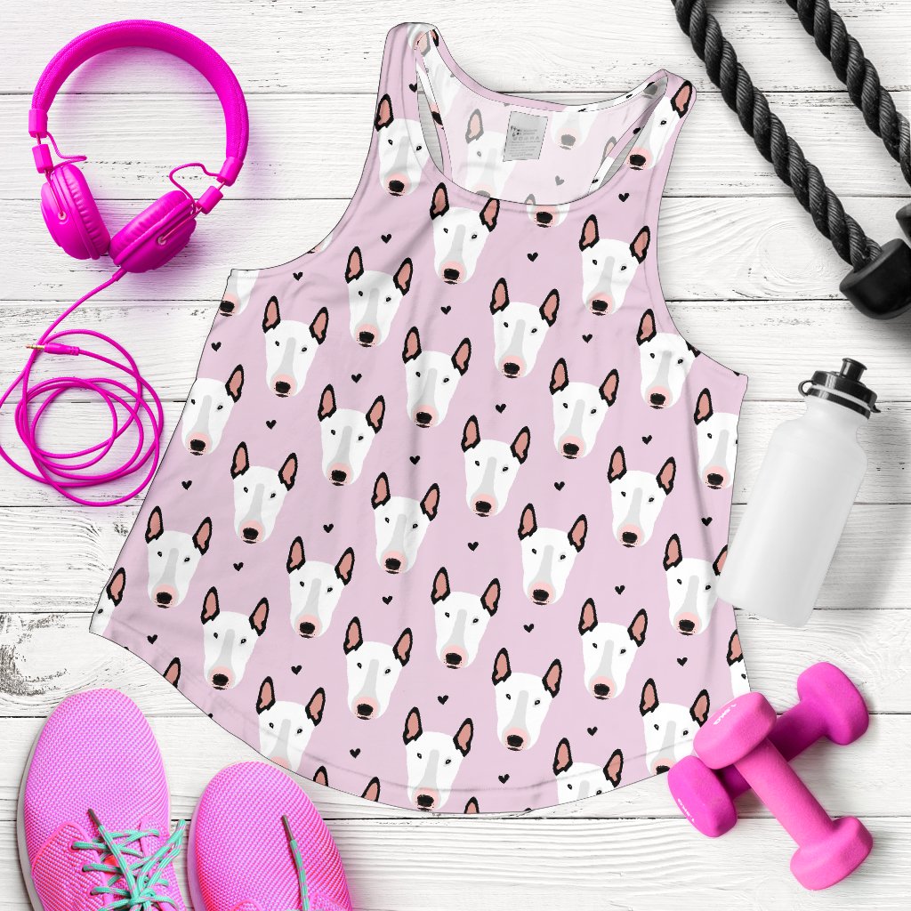 Bull Terrier Pink Print Pattern Women Racerback Tank Top