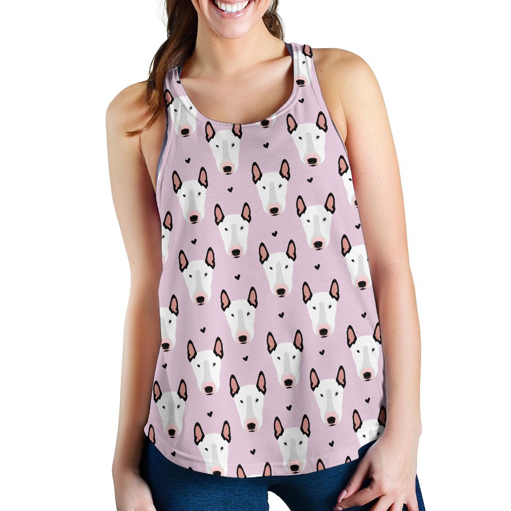Bull Terrier Pink Print Pattern Women Racerback Tank Top
