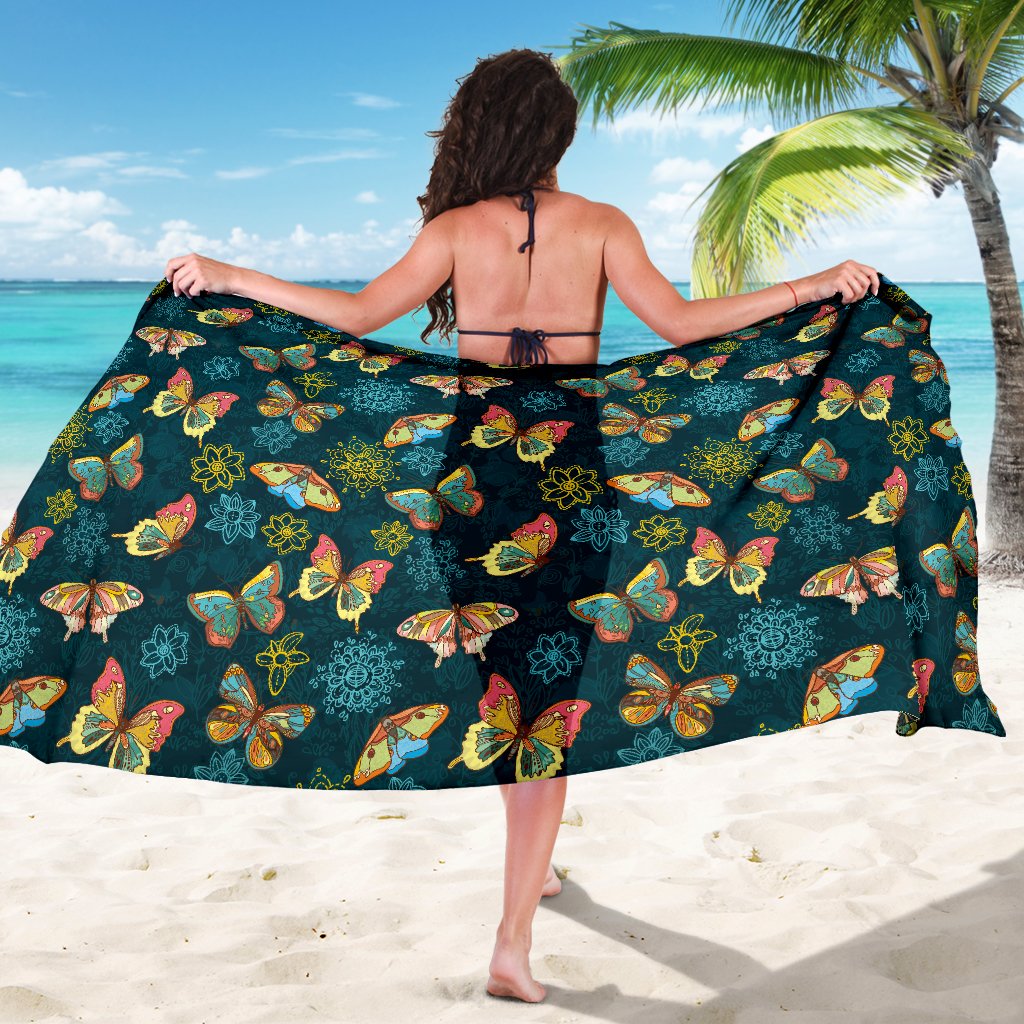 Butterfly Hand Draw Print Pattern Sarong Pareo Wrap