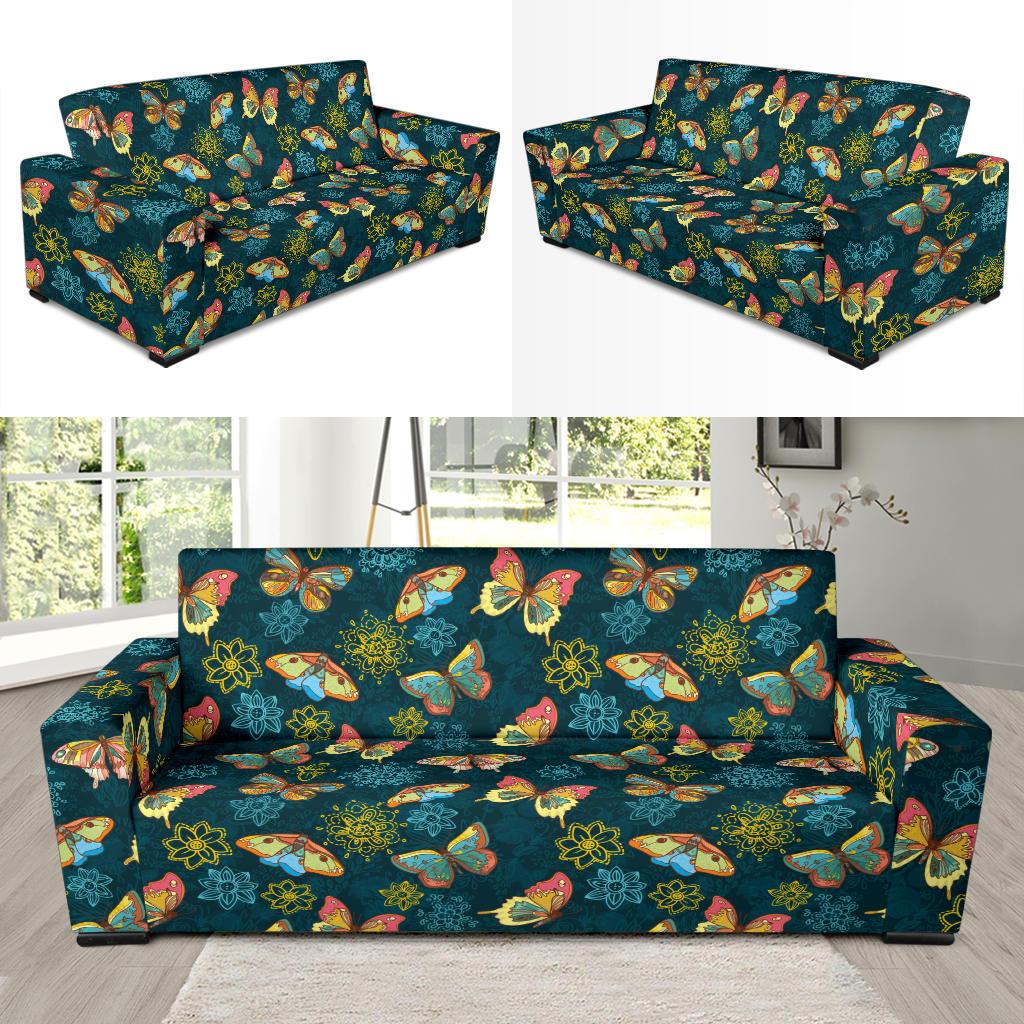 Butterfly Hand Draw Print Pattern Sofa Slipcover-JTAMIGO.COM