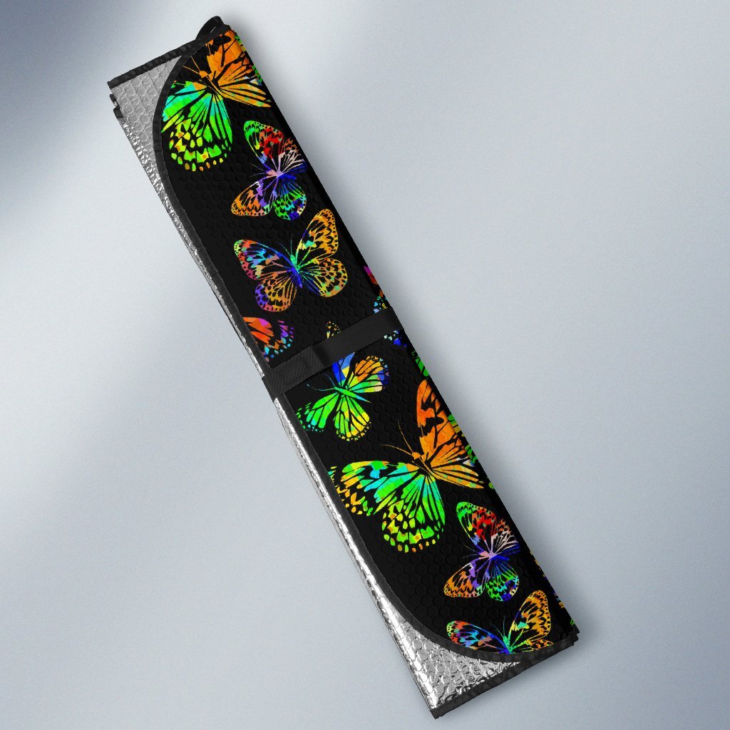 Butterfly Neon Color Print Pattern Car Sun Shade For Windshield