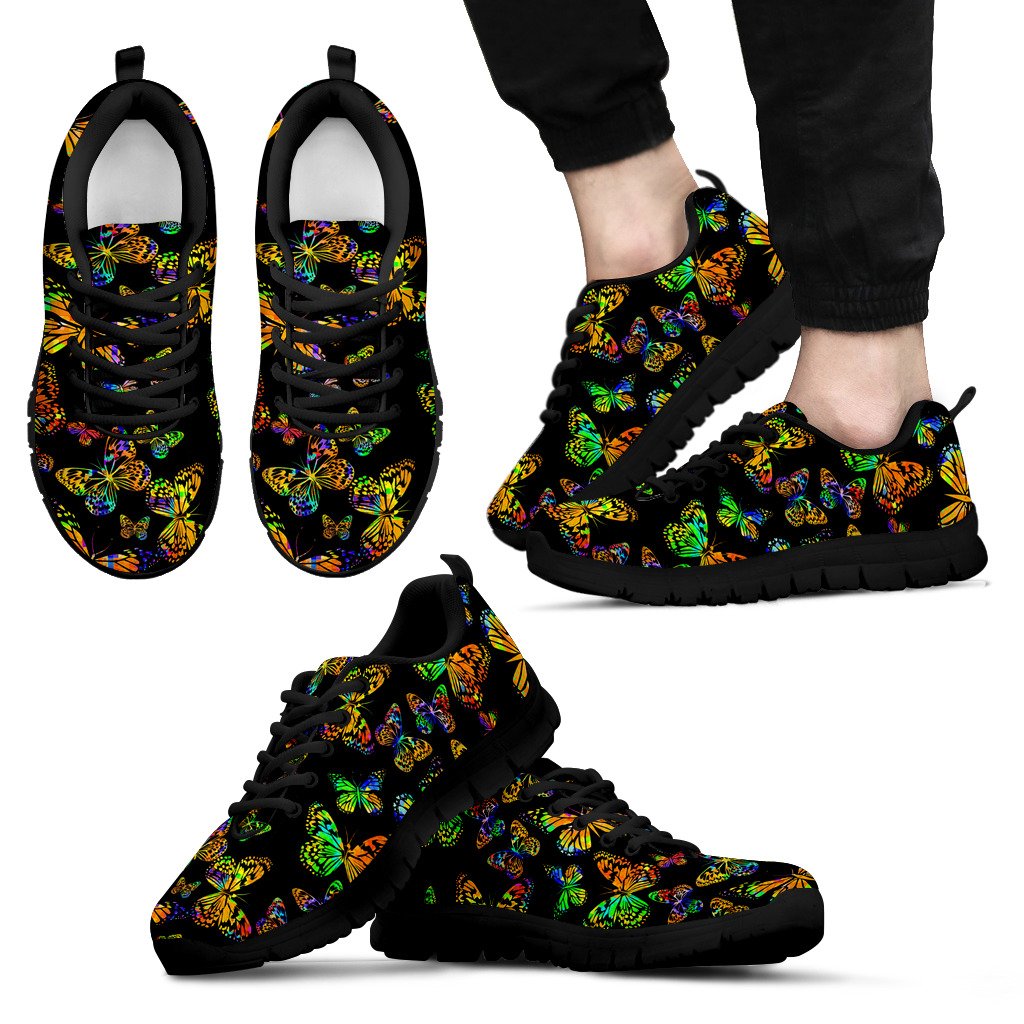Butterfly Neon Color Print Pattern Men Sneakers Shoes