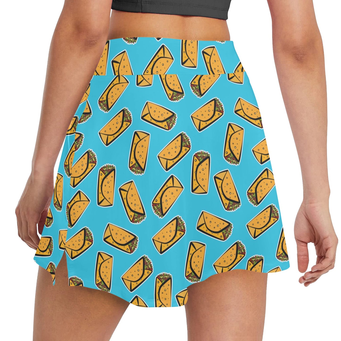 Burrito Print Design LKS301 Women's Golf Skirt with Pocket