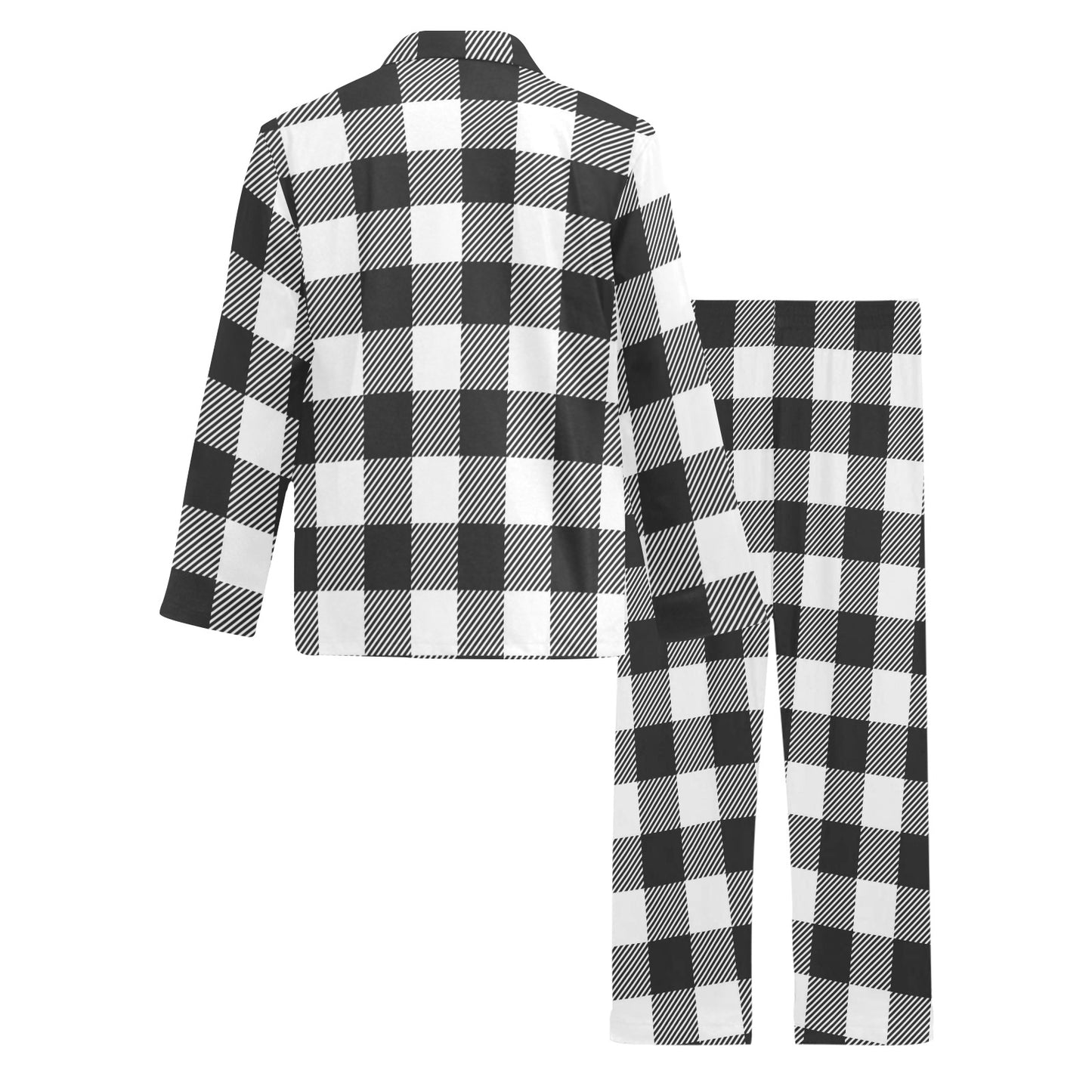 Buffalo check Black white Pattern Print Design 04 Men's Long Pajama Set