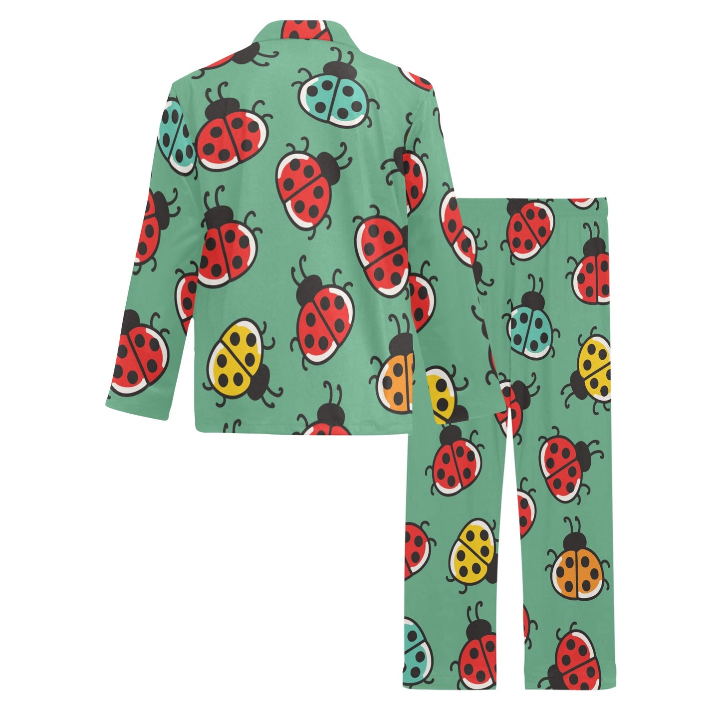 Ladybug Pattern Print Design 02 Men's Long Pajama Set