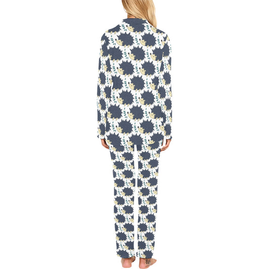 Hedgehog Print Design LKS401 Women's Long Pajama Set