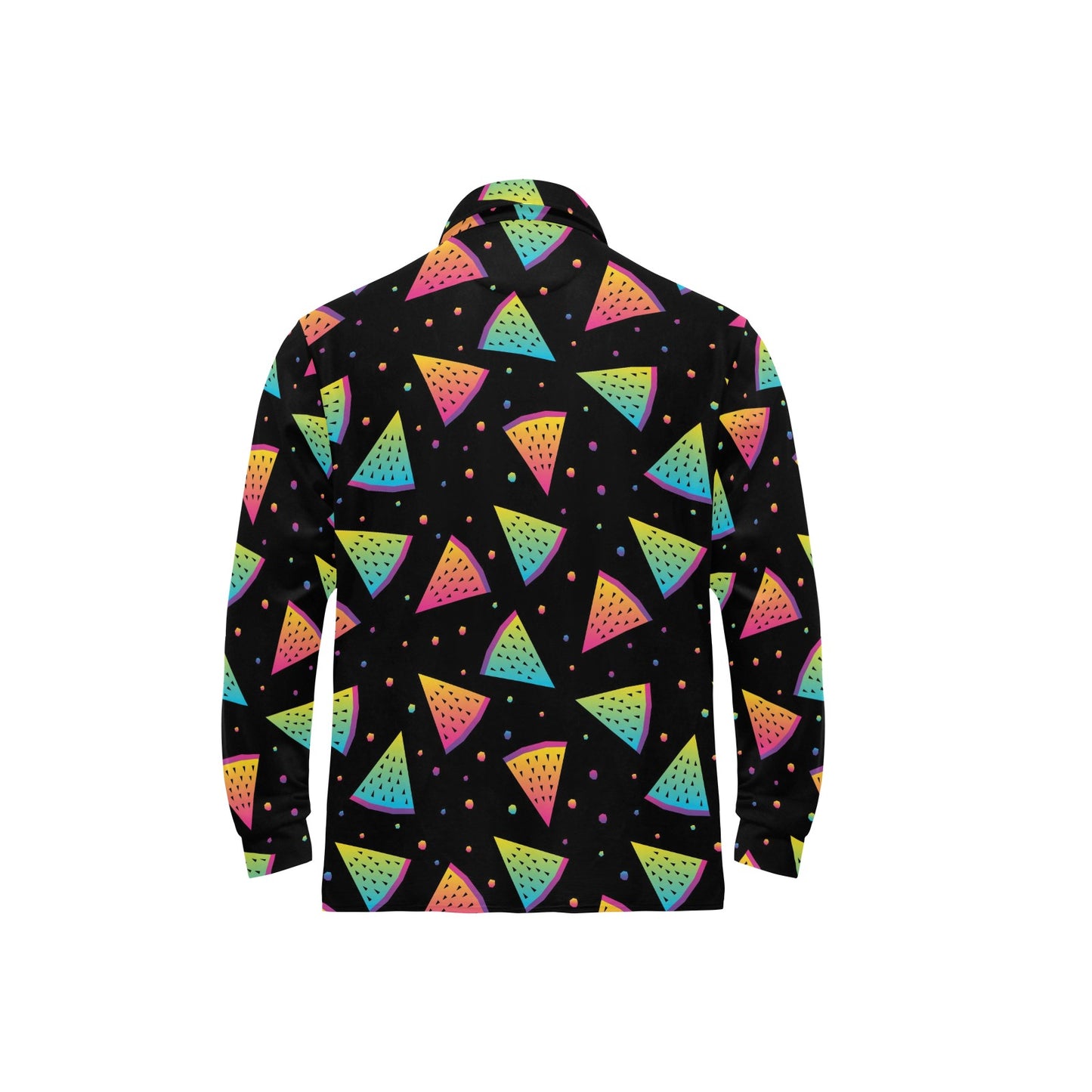 Rainbow Watermelon Pattern Print Design A04 Long Sleeve Polo Shirt For Men's