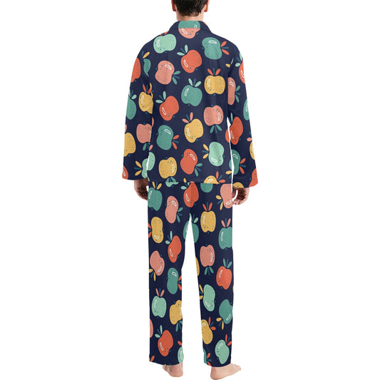 Apple Pattern Print Design AP09 Men's Long Pajama Set