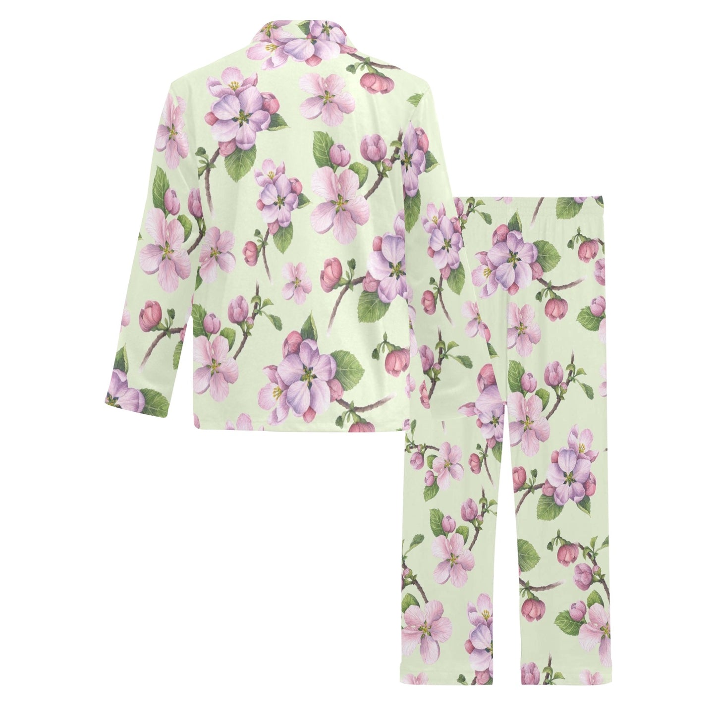 Apple blossom Pattern Print Design AB05 Men's Long Pajama Set