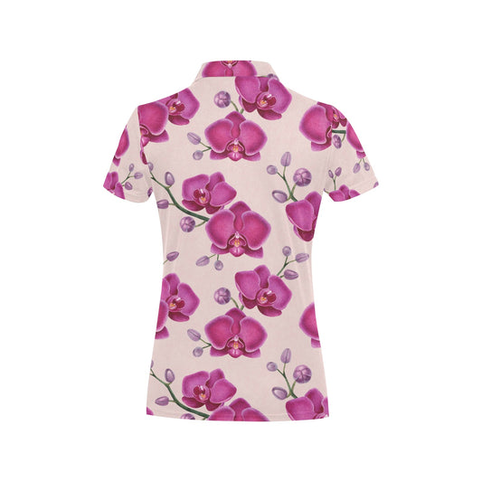Orchid Pattern Print Design A02 Women's Polo Shirt