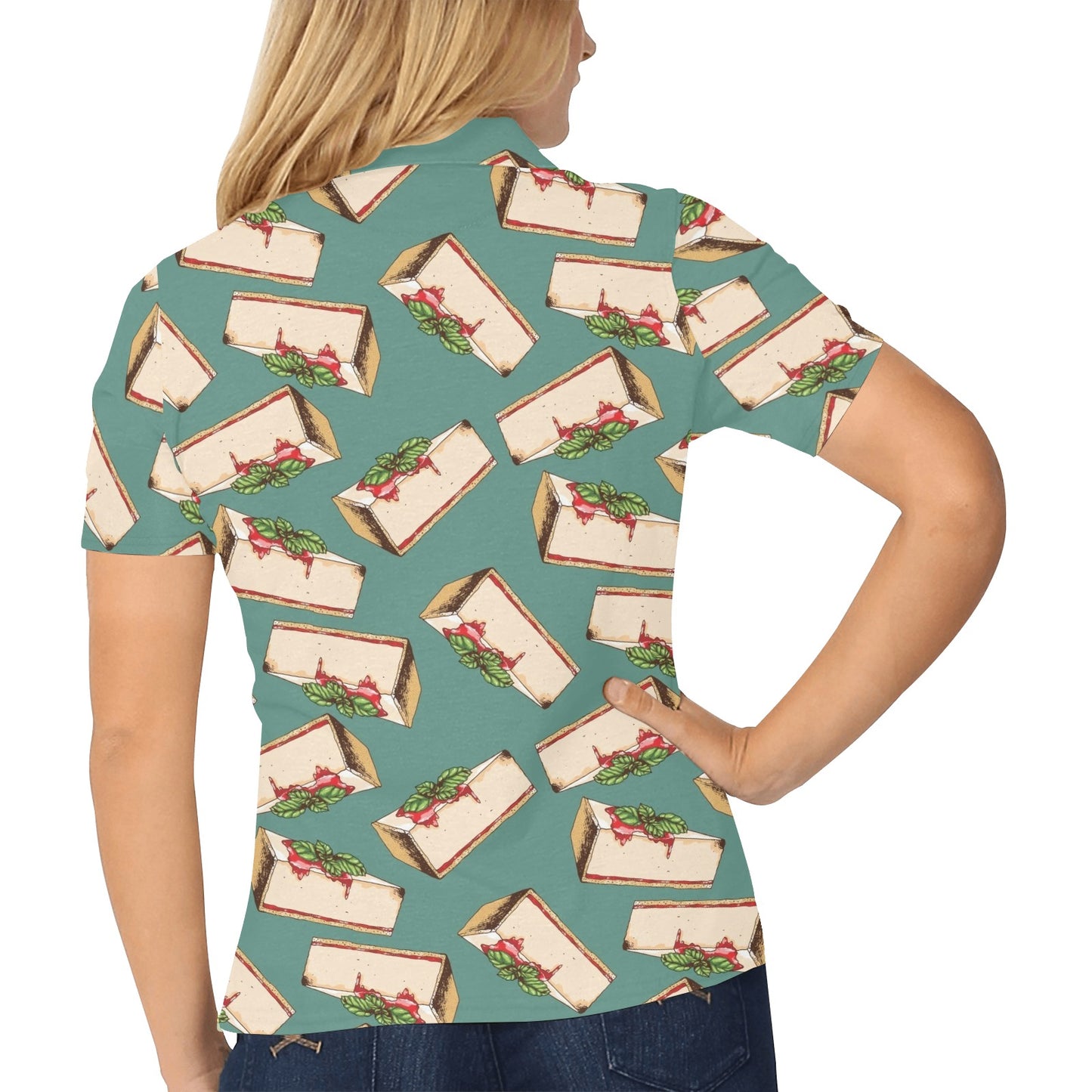 Cheesecake Pattern Print Design CK02 Women's Polo Shirt