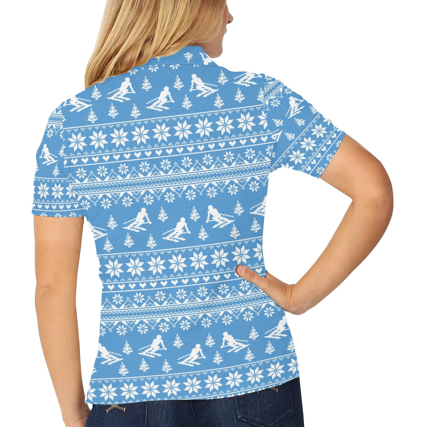 Ski Knit Pattern Print Design LKS302 Women's Polo Shirt