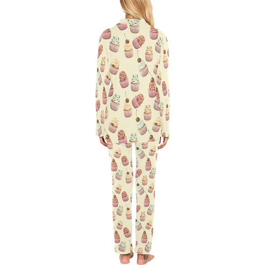 Cupcake Pattern Print Design 04 Women's Long Pajama Set
