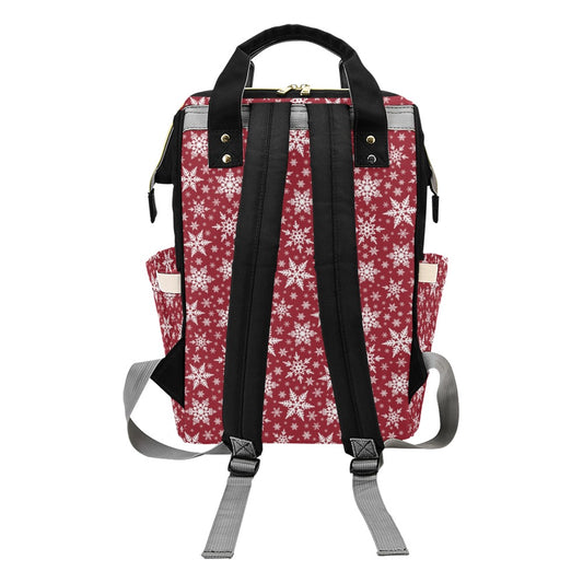 Snowflake Red Print Design LKS302 Diaper Bag Backpack