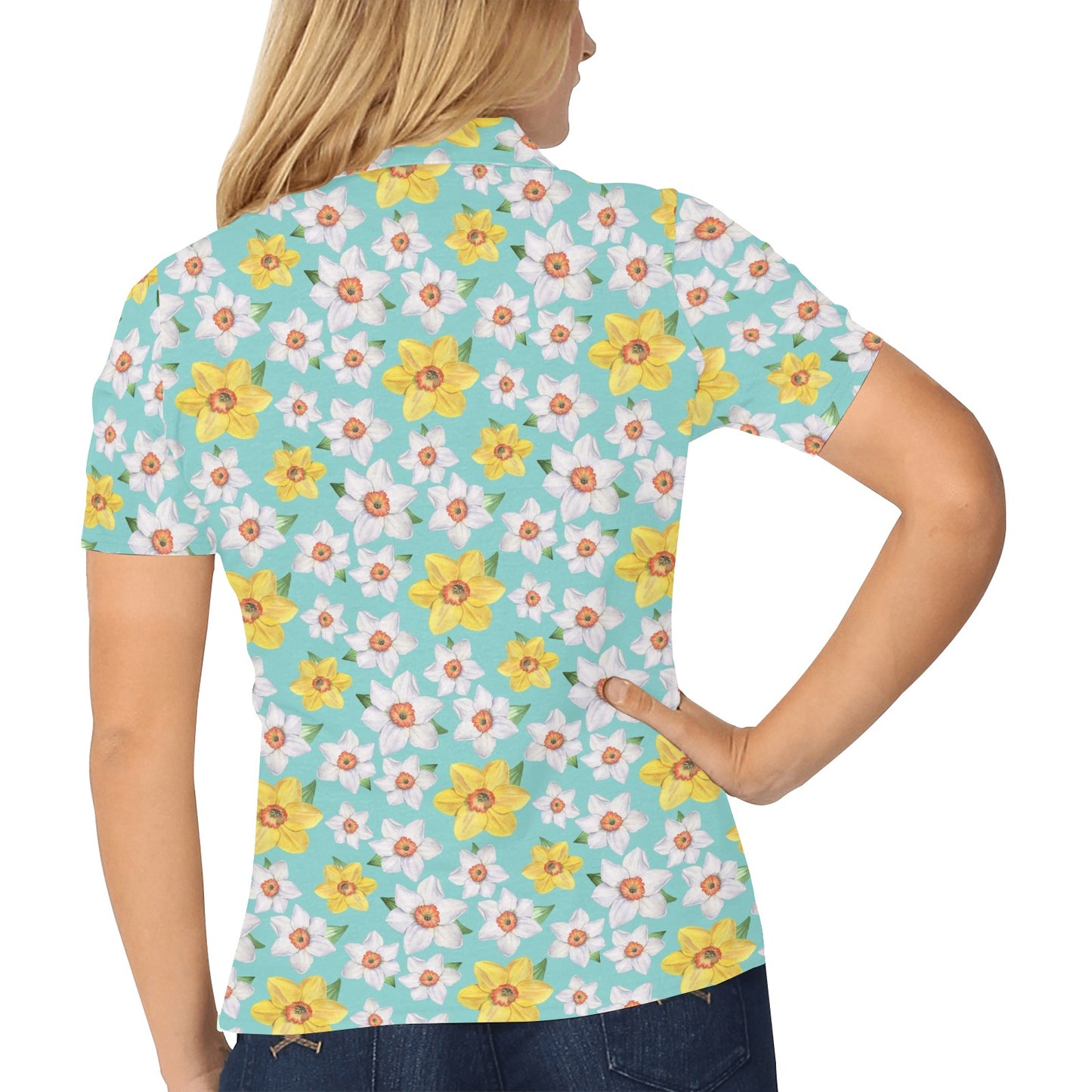 Daffodils Pattern Print Design 02 Women's Polo Shirt