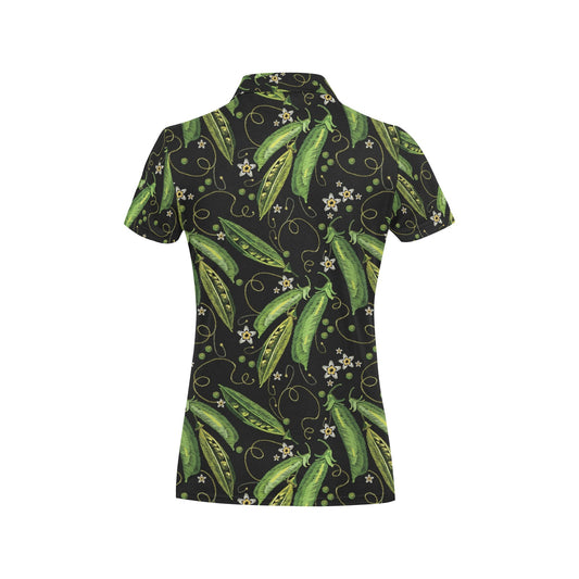 Peas Pattern Print Design A02 Women's Polo Shirt