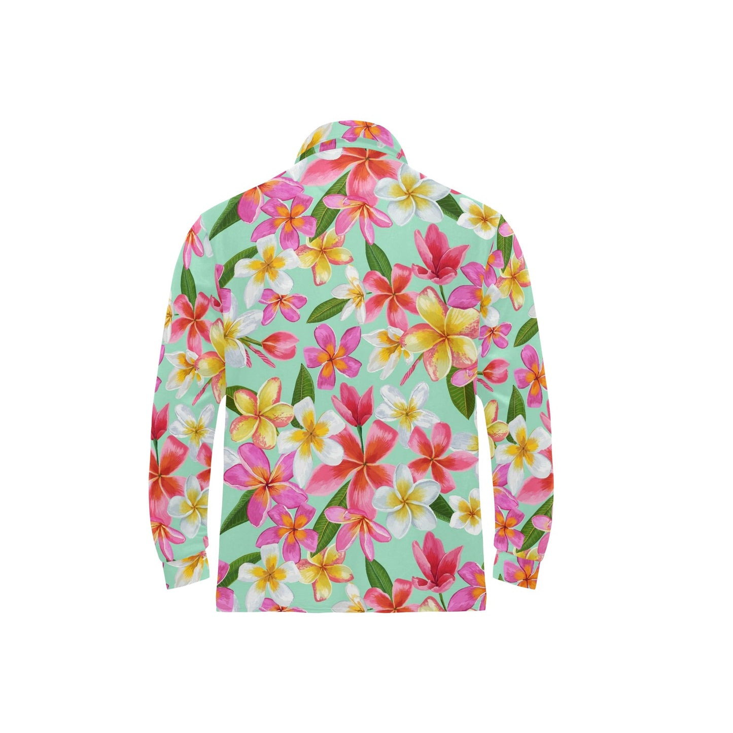 Plumeria Pattern Print Design PM014 Long Sleeve Polo Shirt For Men's