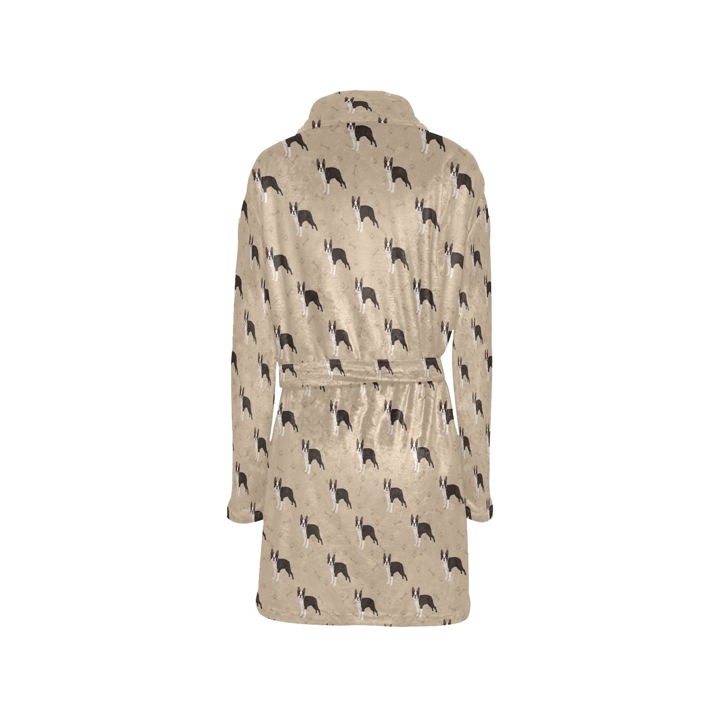 Boston Terrier Pattern Print Design 02 Women's Fleece Robe