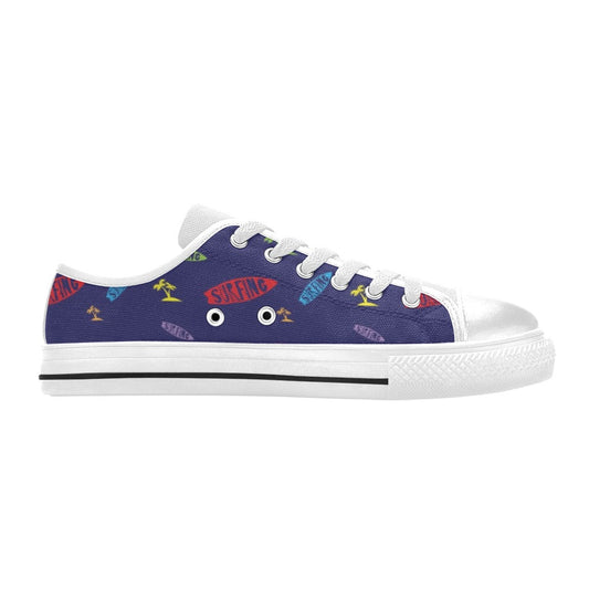 Surfboard Print Design LKS305 Women's White Low Top Shoes